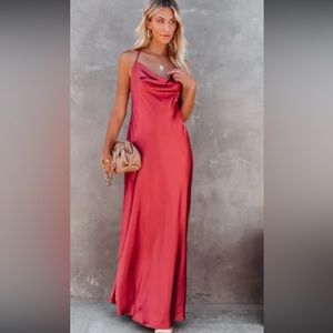 NWT Vici satin cowl neck maxi dress